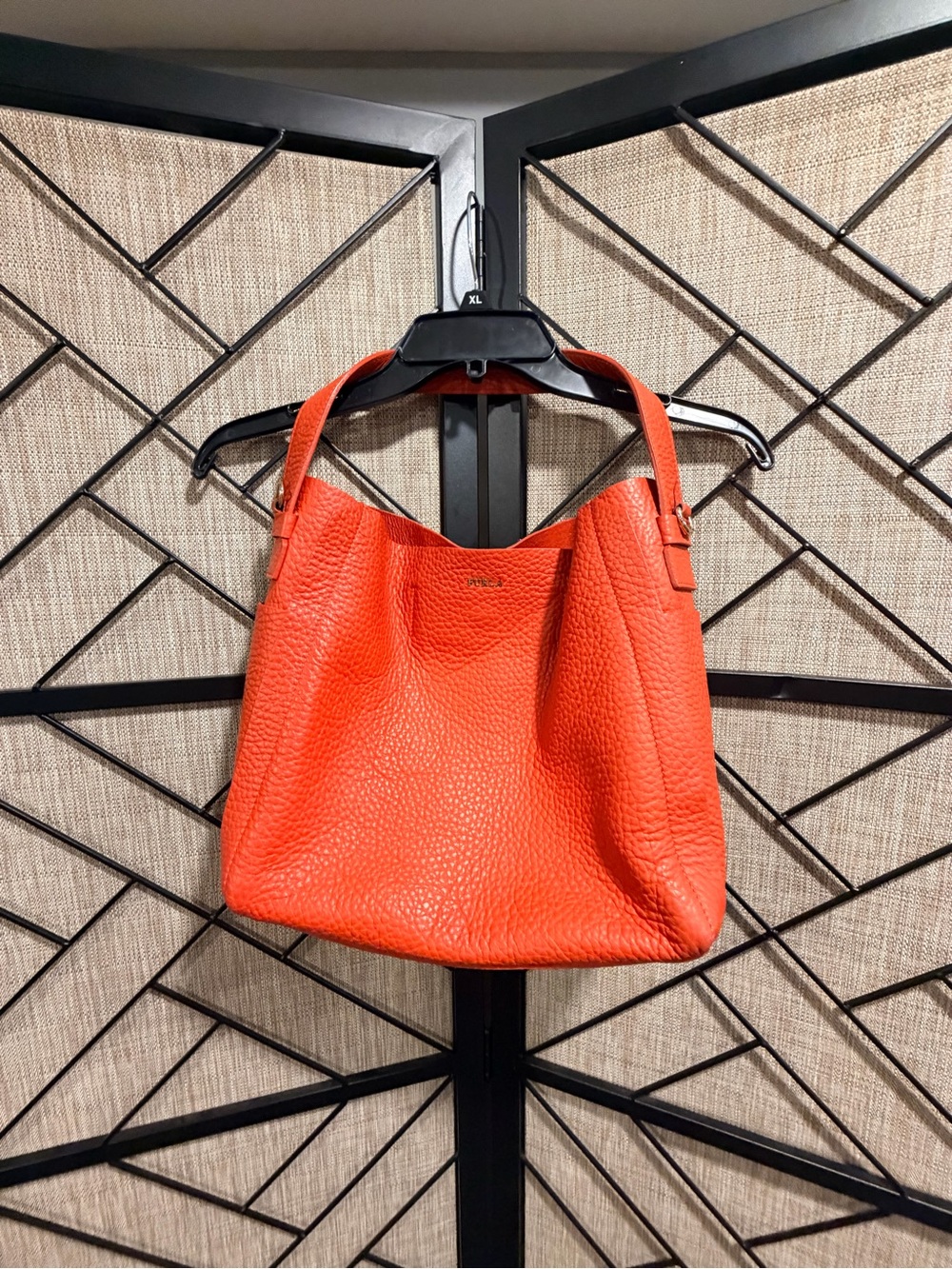 FURLA Vibrant Blood Orange Pebbled Leather Hobo Bag - *LIKE NEW*